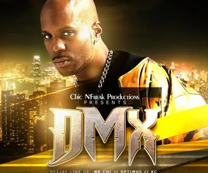Ο DMX σε αφίσα εκδήλωσης με φόντο νυχτερινή πόλη.
