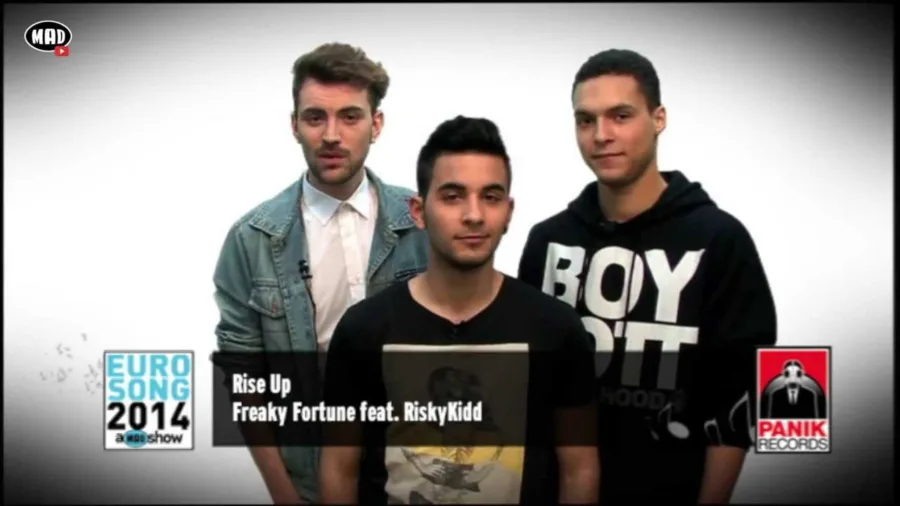 Οι Freaky Fortune και ο RiskyKidd σε προωθητική φωτογραφία για το Eurosong 2014.