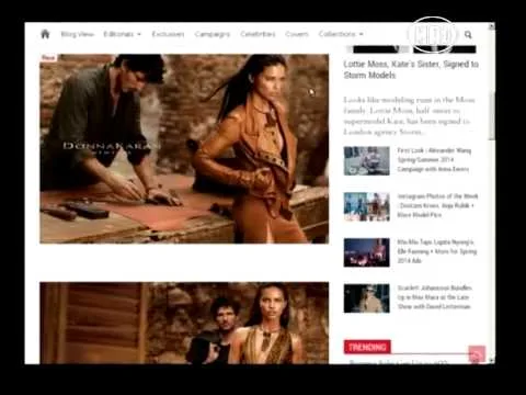 Στιγμιότυπο από ιστοσελίδα μόδας με καμπάνια Donna Karan.