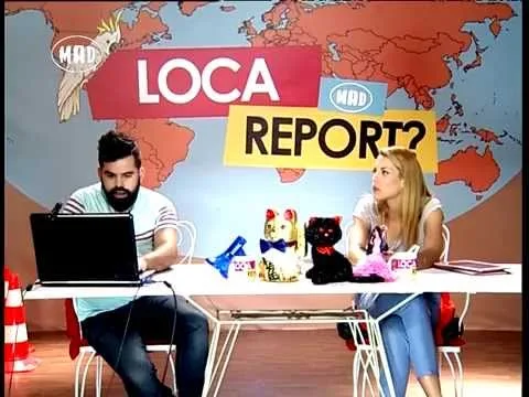 Ο Fran και η Μαντώ στο πλατό της εκπομπής Loca Report του Mad TV.