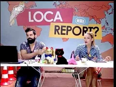 Ο Fran και η Μαντώ στο πλατό της εκπομπής Loca Report του Mad TV.