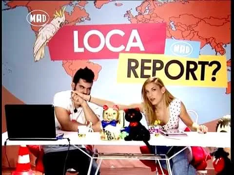 Ο Fran και η Μαντώ στο πλατό της εκπομπής Loca Report του Mad TV.
