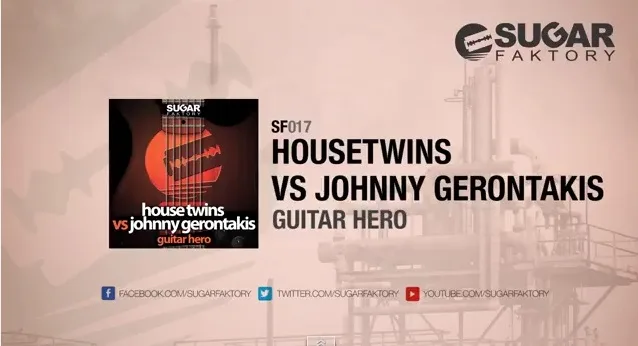 Εξώφυλλο του single Guitar Hero από τους Housetwins και τον Johnny Gerontakis.