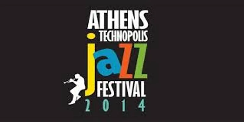 Λογότυπο του Athens Technopolis Jazz Festival 2014 σε μαύρο φόντο.