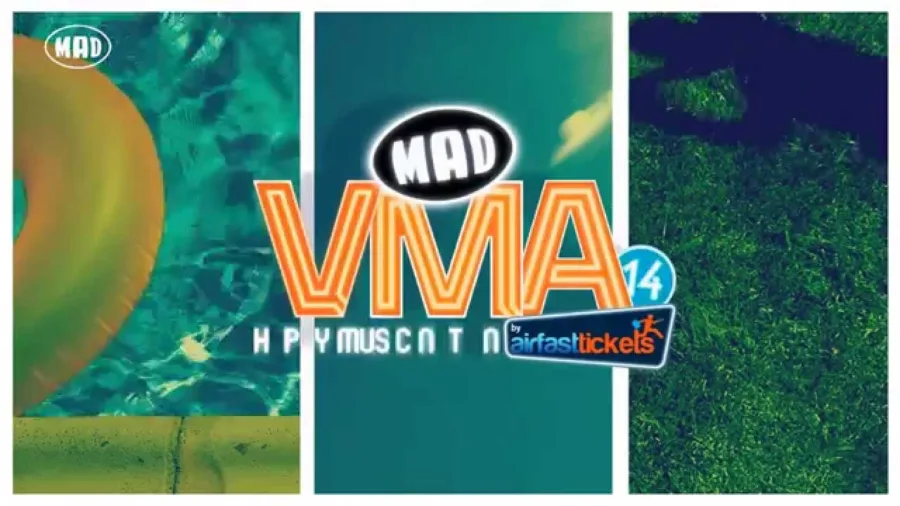 Αφίσα Mad VMA 2014 by Airfasttickets με καλοκαιρινό θέμα.