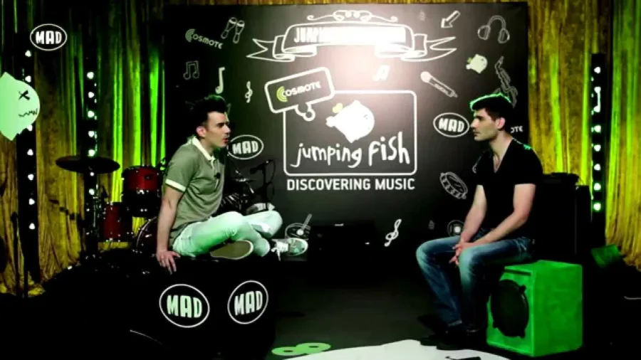 Ο Gautier και ο Κώστας Αντωνιάδης στο Jumping Fish Studio.