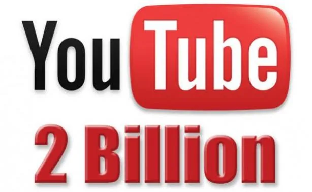 Το λογότυπο του YouTube με τη φράση 2 Billion