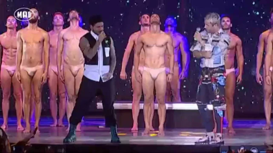 Ο Γιώργος Μαζωνάκης και ο Stan στη σκηνή των Mad VMA 2014.