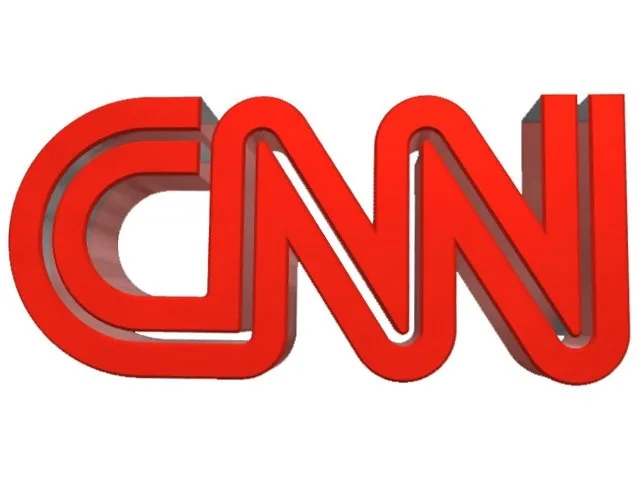 Το τρισδιάστατο λογότυπο του CNN σε κόκκινο χρώμα.