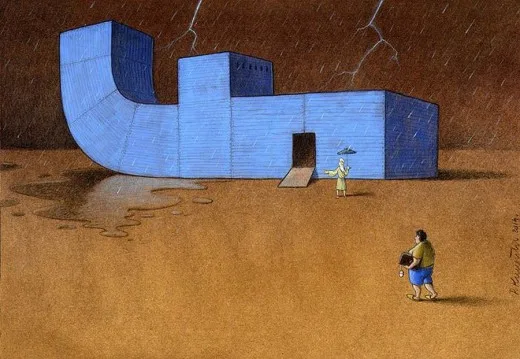 Σκίτσο του Pawel Kuczynski που δείχνει το λογότυπο του Facebook ως την Κιβωτό του Νώε.