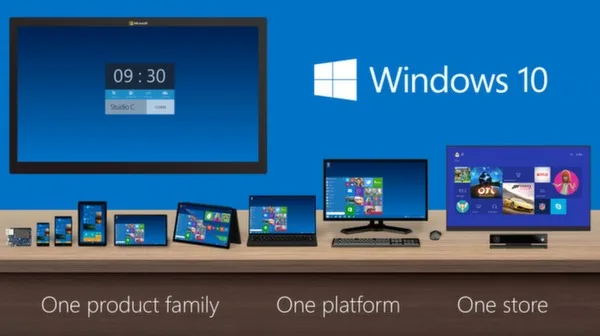 Παρουσίαση των Windows 10 σε διάφορες συσκευές όπως υπολογιστές, tablet και κινητά.
