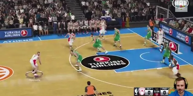 Στιγμιότυπο από το NBA 2K15 με τον Δημήτρη Καρέτσο.