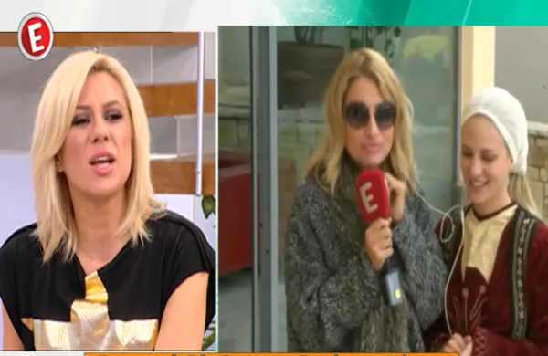 Η Κατερίνα Καραβάτου και η Μαρία Ηλιάκη σε τηλεοπτική σύνδεση.