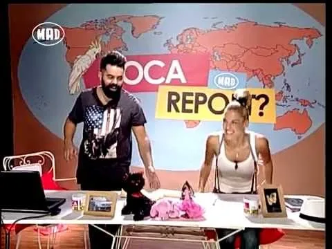 Ο Fran και η Μαντώ στο πλατό της εκπομπής Loca Report του Mad TV.