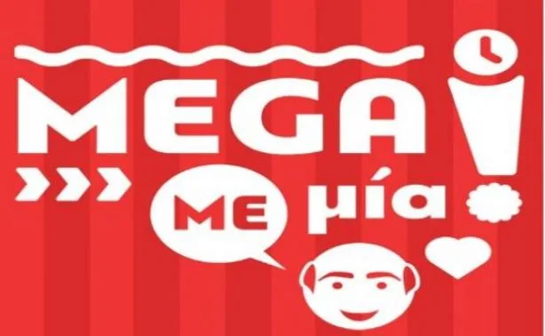 Λογότυπο της εκπομπής Mega με Μία με σκίτσο του Μάρκου Σεφερλή.