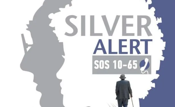 Λογότυπο Silver Alert με σιλουέτες προσώπων και ηλικιωμένο άνδρα.