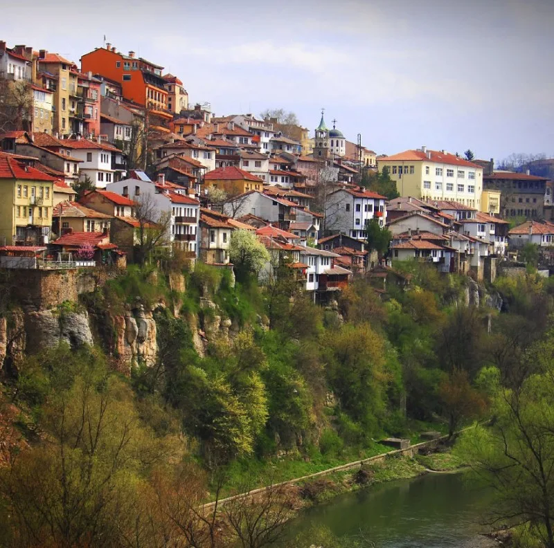 Typical Balkanic houses on a hill in Veliko Tunovo, Bulgaria