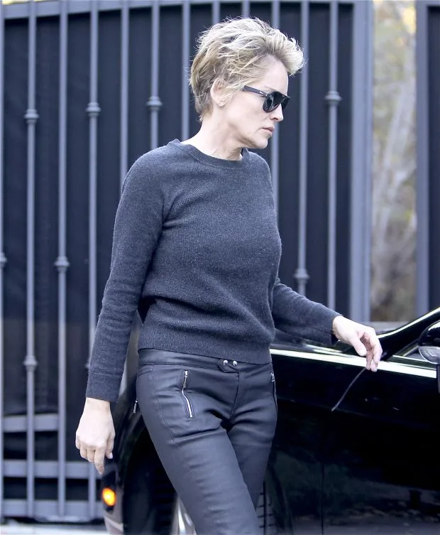 EXCLUSIVE: INF - Sharon Stone steps out with undone hair