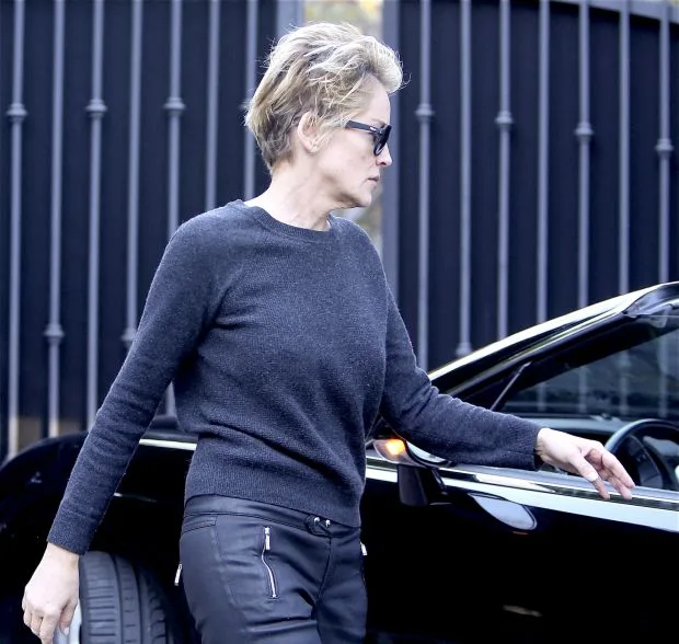 EXCLUSIVE: INF - Sharon Stone steps out with undone hair
