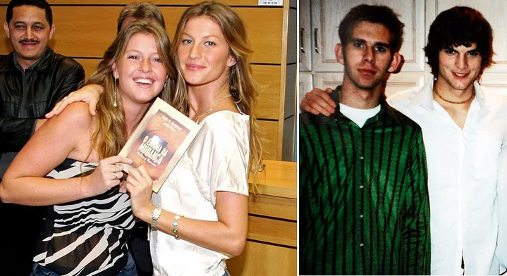 Η Gisele Bündchen και ο Ashton Kutcher με τα δίδυμα αδέρφια τους.