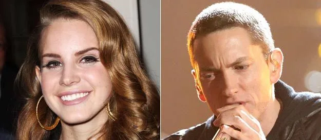 Η Lana Del Rey και ο Eminem σε κολλάζ φωτογραφιών.