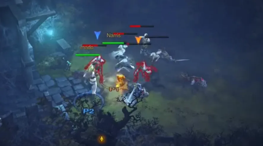 Στιγμιότυπο από το βιντεοπαιχνίδι Diablo III με τους χαρακτήρες της Μαντώς και του Δημήτρη.