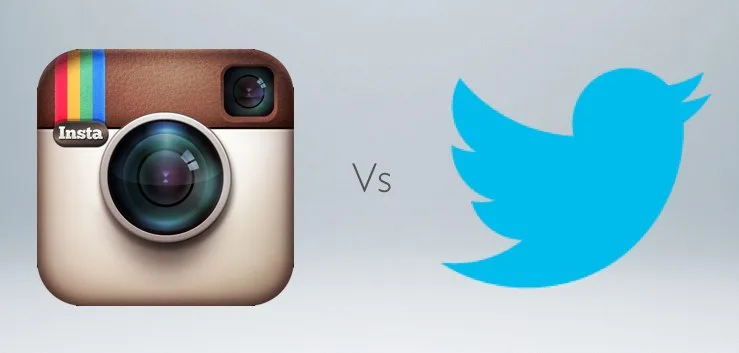 Τα λογότυπα του Instagram και του Twitter δίπλα-δίπλα.