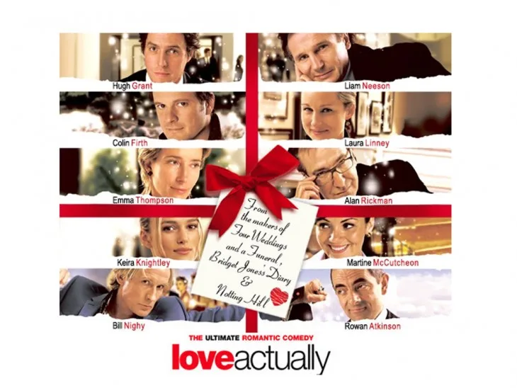 Αφίσα της ταινίας Love Actually με τους πρωταγωνιστές σε κολάζ.