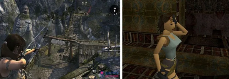 Σύγκριση γραφικών του Tomb Raider ανάμεσα σε παλιά και νέα έκδοση.