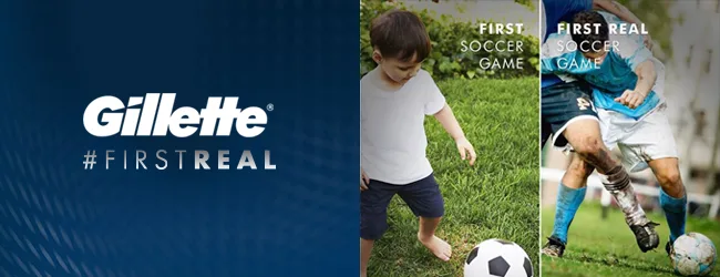 Διαφήμιση Gillette με θέμα το ποδόσφαιρο και το hashtag #FIRSTREAL.