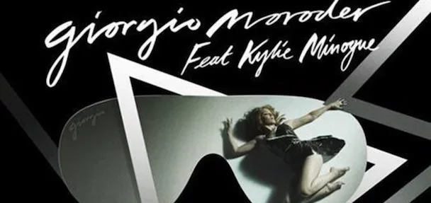 Εξώφυλλο του single Right Here, Right Now με την Kylie Minogue και τον Giorgio Moroder.