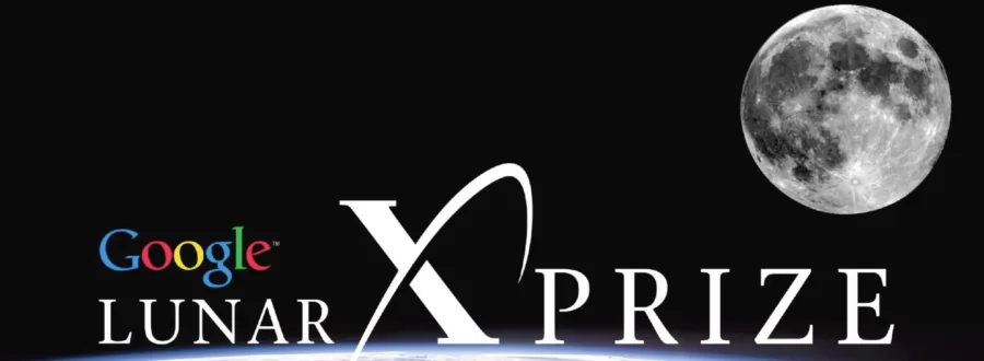 Λογότυπο Google Lunar XPRIZE με φόντο τη Σελήνη και το διάστημα.