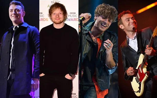 Κολάζ με τους Sam Smith, Ed Sheeran, Paolo Nutini και Damon Albarn.