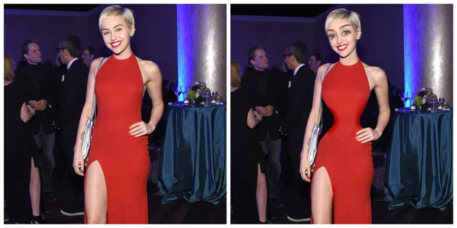 Η Miley Cyrus σε σύγκριση της πραγματικής της εμφάνισης με μια επεξεργασμένη εκδοχή ως πριγκίπισσα της Disney.