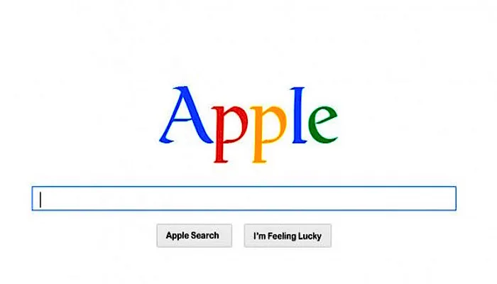 Λογότυπο Apple με το στυλ της Google και μπάρα αναζήτησης.