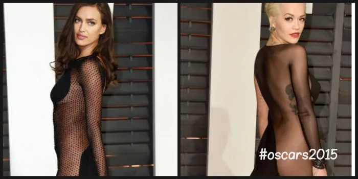 Η Irina Shayk και η Rita Ora με αποκαλυπτικά μαύρα φορέματα στο πάρτι των Όσκαρ 2015.