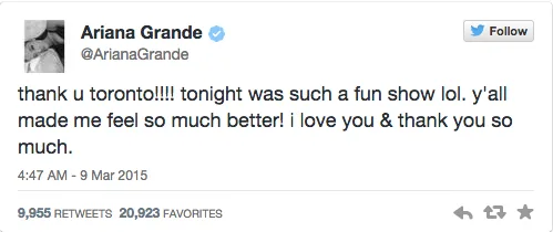 Ariana Grande Falls On Stage But Recovers Like a Pro