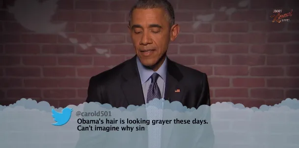 Ο Barack Obama διαβάζει Mean Tweets στην εκπομπή του Jimmy Kimmel.