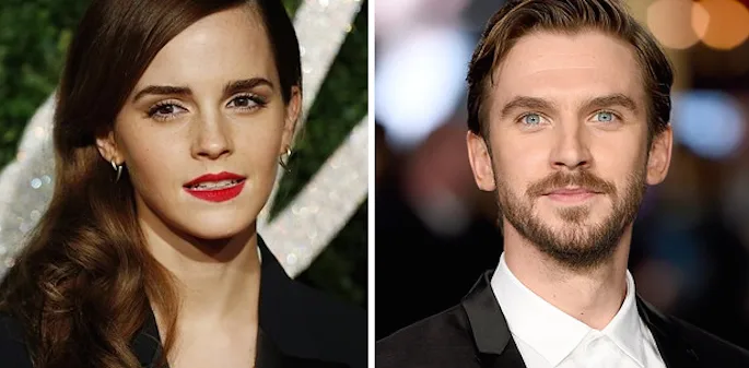Η Emma Watson και ο Dan Stevens σε κολλάζ φωτογραφιών.