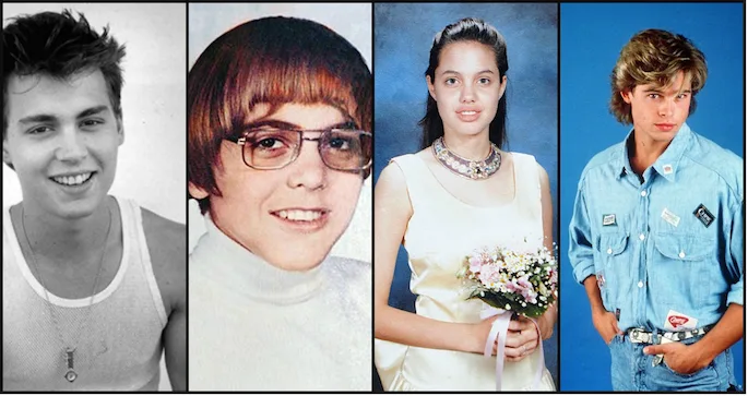 Johnny Depp, Angelina Jolie και Brad Pitt σε εφηβικές φωτογραφίες.