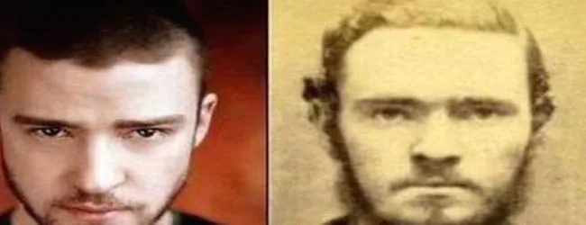 Ο Justin Timberlake δίπλα σε μια παλιά φωτογραφία ενός σωσία του από το παρελθόν.
