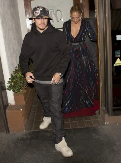 Jennifer Lopez and boyfriend Casper Smart were seen leaving 'Madeo' Italian Restaurant in West Hollywood, CA