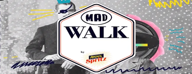 Λογότυπο MadWalk 2015 by Aperol Spritz σε καλλιτεχνικό φόντο