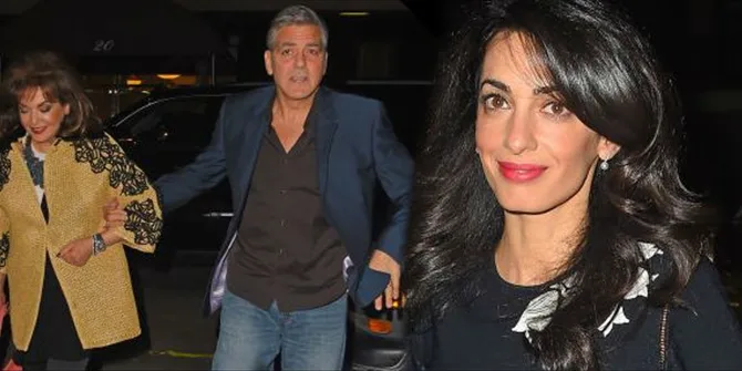 Ο George Clooney αγκαζέ με την πεθερά του και η Amal Alamuddin σε κοντινό πλάνο.