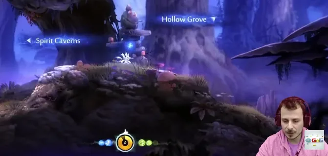 Ο Καρέτσος παίζει το βιντεοπαιχνίδι Ori and the Blind Forest.