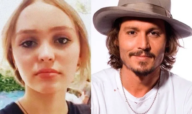 Η Lily-Rose Depp και ο Johnny Depp σε κολλάζ φωτογραφιών.