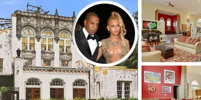 Η Beyonce και ο Jay Z δίπλα σε φωτογραφίες από το νέο τους σπίτι στη Νέα Ορλεάνη.