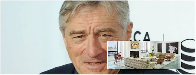 Ο Robert De Niro και ένθετη φωτογραφία από το εσωτερικό ενός πολυτελούς σπιτιού.