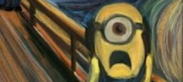 Minion σε παρωδία του πίνακα «Η Κραυγή» του Έντβαρτ Μουνκ.