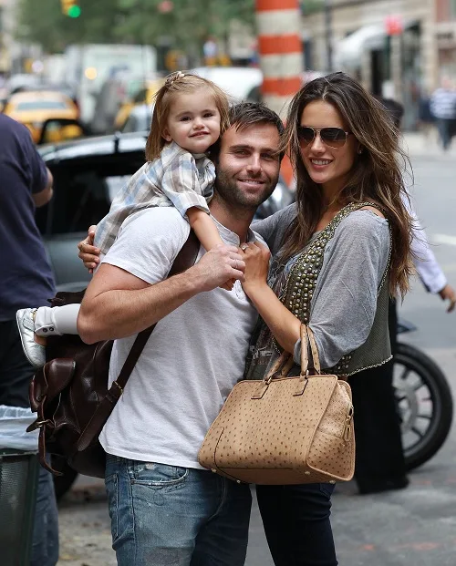 Alessandra Ambrosio with husband, Jamie, and daughter, Anja, in NYC